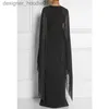 Women's Cape Women's Elegant High Split Flare Sleeve Formal Evening Gowns Maxi Dress with Cape L230914