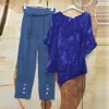 Женские комплекты из двух предметов со брюками для женщин, повседневная футболка и длинный костюм, модный свободный костюм с принтом, одежда больших размеров Conjuntos De Pantalones