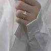 designer 925 Serling Silver Plaed anel 18k Rose Gold abertura incrustada com anel de diamante meio aniversário de casamento para presente feminino com caixa