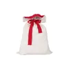 Wholesale Personalized Red and White Canvas Christmas Gift Bags Blank Sublimation Santa Sack