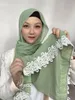 Vêtements ethniques 10pcs feuilles de fleurs musulmanes dentelle hijab femmes tendance écharpe en mousseline de soie châles islamique hijab enveloppes foulard foulard femme