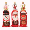 Dekoracje świąteczne wakacyjna okładka butelek do wina wydrukowana kreskówka Snowman Santa Reindeer Bag