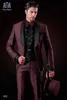 Costumes pour hommes Blazers Nouveauté un bouton bordeaux mariage marié Tuxedos châle revers garçons d'honneur hommes costumes bal Blazer (veste + pantalon + gilet + cravate) NO 6099 L230914