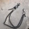 Keychains Fashion Men Jewelry Jean portefeuille chaîne 3 couches Taies Punk Crochet Silver Pantmand Pant Belt Keetchain DR178