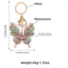 Porte-clés papillon coloré porte-clés cristal complet strass porte-clés en alliage pour femmes sac de voiture accessoires bijoux de mode x0914