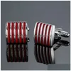 Cuff Links Stripes Mens Shirt Metal Brass Enamel Cufflinks Casual Business Suit Gold Plating Sleeve Button For Men Fashion Jewelry Wil Dhe92