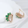 Orecchini a pennello Kinel Fashion Big for Women Emerald Rhombus Cut Natural Zircon con 585 Gioville di lusso in oro rosa quotidiano