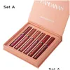 Lip Gloss Handaiyan Liquid Matte Batom Long Last Set Mett Long-Lasting Non-Stick Copo Natural Maquiagem Lipgloss Kit Drop Delivery Curar Dhf0P