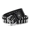 Gaoke Hollow Bullet Decoration Belt Fashion Ladies Leather Studded Gift Man's Goth Rock Wild Adgationable Women Punk Black Belt