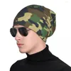 Berets Camouflage Grün Stilvolle Stretch-Strick-Slouchy-Beanie-Mütze Multifunktions-Totenkopfmütze für Männer und Frauen