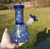 Ny arvial svartrosa lila färgglad regnbåge rakt glas vatten bong 18mm downtem 14mm skål bubbler dab rigg