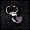 Key Rings Natural Stone Quartz Heart Shape Pendants For Women Girls Gift Fashion Jewelry Accessories Drop Delivery Dhopb