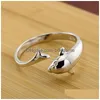 Band Rings Sier Dolphin Animal Open Adjustable Ring Finger Nail For Women Children Fashion Jewelry Will And Sandy Drop Delivery Dh1Pa