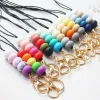 Pendant Necklaces Silicone Beaded Lanyard Necklace BPA Free Hexagon Pearl Tags ID Badge Breakaway For Teacher Employees Students LL