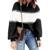 Women's Sweaters Sweater Pullover High-neck Lantern Sleeve Casual Pit Strip Loose Winter Clothing