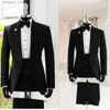 Ternos masculinos blazers nova chegada ternos masculinos ajuste fino 2 peças xale lapela elegante clássico masculino ternos de casamento noivo (blazer + calças) traje homme l230914