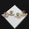 Moda feminina charme brincos designer jóias nova pérola recortada dupla letra sofisticado luxuoso brinco acessórios 223316245t