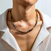Marrone e nero piccola catena di perline collana da uomo alla moda perline di legno corta collana girocollo collare sul collo 2023 gioielli di moda maschile