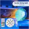 Nattljus RGB Submersible Light With Magnet 13 LED Underwater Easy Bärande bra för Bar Swimming Pool Party Decoration Drop Deliv DH9yn