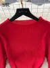 الفساتين غير الرسمية Singreiny Slim Knit Dress Women O Neck Rectro Retro Autumn Striped Long Sleeve Seledant Winter Sweater