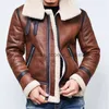 Herren Pelz Kunstpelz Winter Herren Schaffelljacke Herren Pelzmantel Jacke Slim Kunstleder Motorrad PU Pelzjacke Langarm Oberbekleidung Mäntel 201128L230914