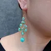 Dangle Earrings KKGEM 25x43mm Natural Green Amazonite Small Nugget Gold Plated Hook For Women Gift