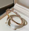 2023 Luxury quality charm punk band bangle with diamond nature shell malachite in 18k rose gold plated have box stamp PS4477A