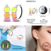 Hoop Earrings 2023 925 Sterling Silver Charms For Women Cubic Zircon Color Glow Elegant Birthday Jewelry Gifts