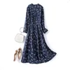 Casual Dresses Spring-Summer 2023 Fashion Temperament Slim Fit Print Chiffon Dress Women's Long Plus Size Fat