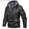 Mens Fur Faux Fur Mens Jaquetas Jaquetas De Couro Outono Casual Motocicleta PU Jaqueta Biker Casacos Roupas Tamanho UE Moda Com Capuz Inverno Estilo Rua Manga Longa Tops Zip