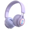 Fone de ouvido Bluetooth para jogos RGB fofo cartão TF fone de ouvido estéreo sem fio com microfone LED luz multifuncional fone de ouvido