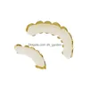 Mens Gold Grillz Teeth Set Fashion Hip Hop Jewelry High Quality Eight 8 Top Tooth Six 6 Bottom Grills Drop Delivery Dhlzg