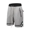 Shorts pour hommes High Street Taille élastique Sport Noir et blanc Sangle Zipper Loose Male