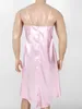 Męska odzież sutowa Sissy Sissy Satin Satin Sily Spaghetti Straps V-dions Sleep Dress Teddy Chemise Crossdresser Nightwear Pajamas Sleepwear 230914