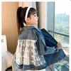 Jackets Children's Denim Jackets Trench Jean Embroidery Jackets Girls Kids clothing baby Lace coat Casual outerwear Spring Autumn 230914