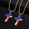 Ketting Oorbellen Set Amerikaanse Onafhankelijkheidsdag Sieraden Europese En Ins Wind Sterren Strepen Kruis Hanger