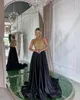 Sexy Black Prom Dresses High Collar Gold Sequins Top Evening Dress Pleats Formal Long Special Occasion Party dress