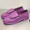 Loafers met ronde neus en platte bodem Klassiek echt leer Lente Street Wear Zachte wandelschoenen Dames Diepe mond Geruite enkele schoenen