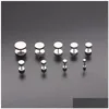 Stud Round Studs Stainless Steel Barbell Earrings Dumbbell Ear Ring For Women Men Hip Hop Fashion Jewelry Gold Black Rainbow Blue Will Dhpui