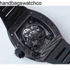 RicharMilles horloges Luxe mechanisch mechanisch uurwerk Keramische wijzerplaat Rubberen band luxe datum Engrwolf Richamillr Rm055-serie Ture tourbillon Machine Carb