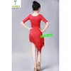 Scene Wear Kids Mid Long Sleeve Lace Mesh Mordern Ballroom Dancing Dresses Sexig salsa tango kjol barn latin dacne kläder