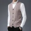 Men's Sweaters Top Grade 6 5 Wool Sweater Vest Spring and Autumn Men Smart Casual Classic Argyle Sleeveless V Neck Knit 230912