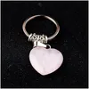 Key Rings Natural Stone Quartz Heart Shape Pendants For Women Girls Gift Fashion Jewelry Accessories Drop Delivery Dhopb