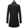 Men's Trench Coats Casual Autumn Winter 47Wool Blends Black Color Windbreaker MidLong Top Thick Warm Jacket Overcoat Outerwear 230914