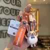 Nyckelringar Keychains Rabbit Cartoon Keychain Creative Cute Epoxy Car Keyring French Fries Five Pointed Star Female School Bag Ornament Doll Present T220909 X0914