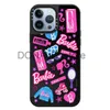 Cas de téléphone portable Dessin animé Barbie Doll Love English Convient pour coque de téléphone Anti-chute J230914