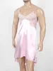 Męska odzież sutowa Sissy Sissy Satin Satin Sily Spaghetti Straps V-dions Sleep Dress Teddy Chemise Crossdresser Nightwear Pajamas Sleepwear 230914