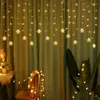 Cordas luz de natal led floco de neve cortina icicle fada luzes ao ar livre guirlanda casa festa jardim ano decoração