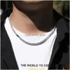 Mens Diamond Iced Out Tennis Gold Chain Necklaces Fashion Hip Hop Jewelry Necklace 4Mm Drop Delivery Dhoea