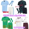 22 23 24 City Kids Kit Haaland Soccer Jerseys Grealish Sterling Mans Cities Mahrez de Bruyne Foden 2023 2024フットボールトップスシャツ子供セットユニフォーム